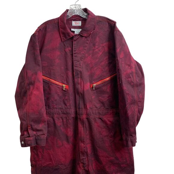 VTG Walls Mens Sz 48 Regular Red Black Tie Dyed Coveralls Long Pants Workwear - Picture 2 of 10